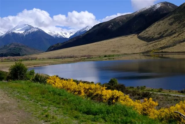 Neuseeland Bahnreise Aussicht-auf-der-Fahrt-mit-dem-TranzAlpine