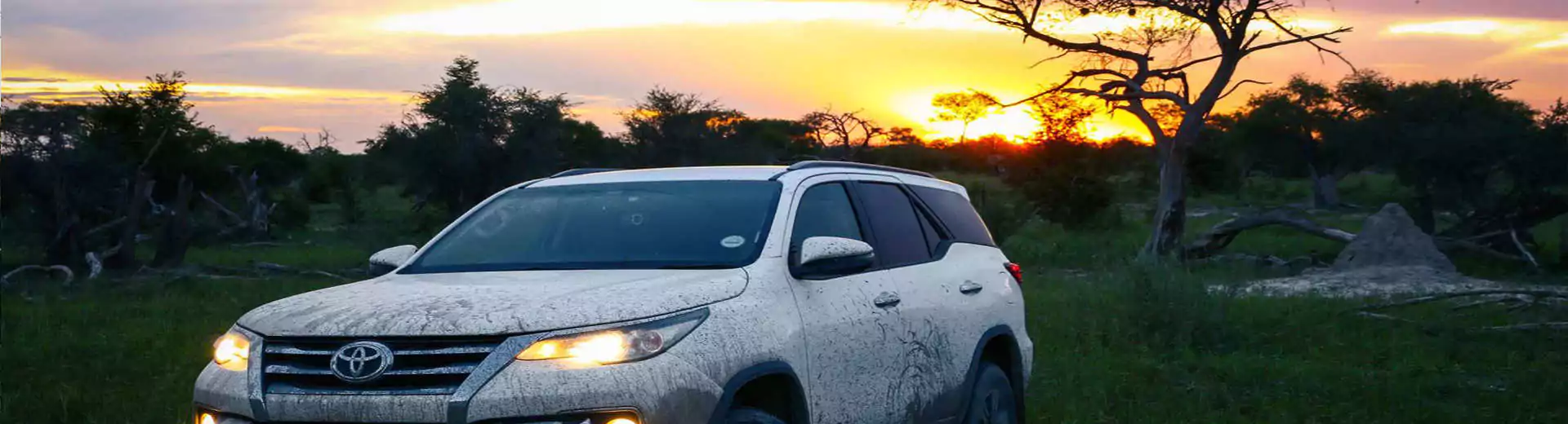Mietwagenreisen Natur Toyota auto im sonnenuntergang