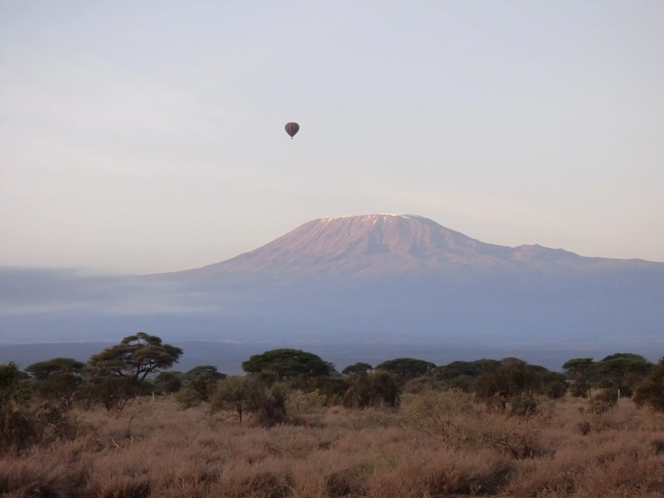 Safari und Baden Kenia Amboseli Nationalpark Ballon vor Kilimanjaro